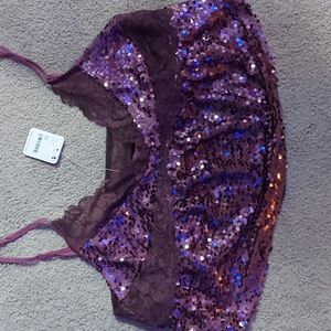 Purple sequin crop top